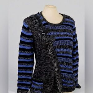 Spanner Sweater Size M Metallic Fringe Toggle